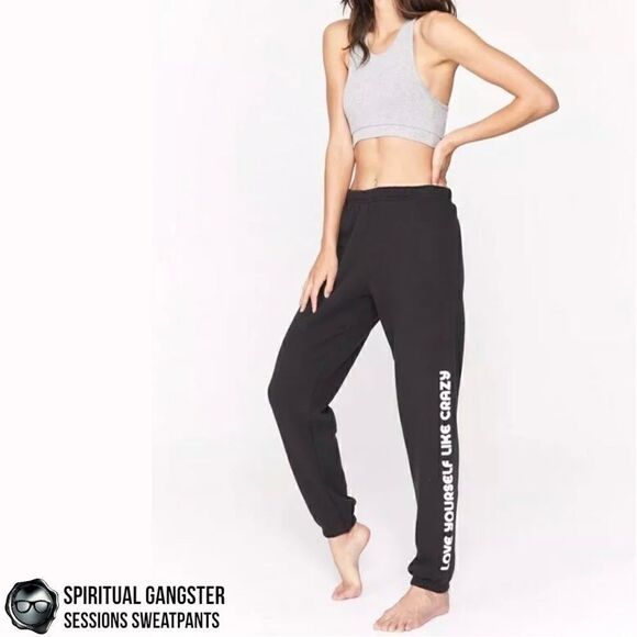 SPIRITUAL GANGSTER WOMEN LOVE YOURSELF SESSIONS JOGGER SWEATPANTS VINTAGE BLACK - Picture 6 of 16